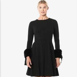 Calvin Klein Dress with Faux Fur Cuffs